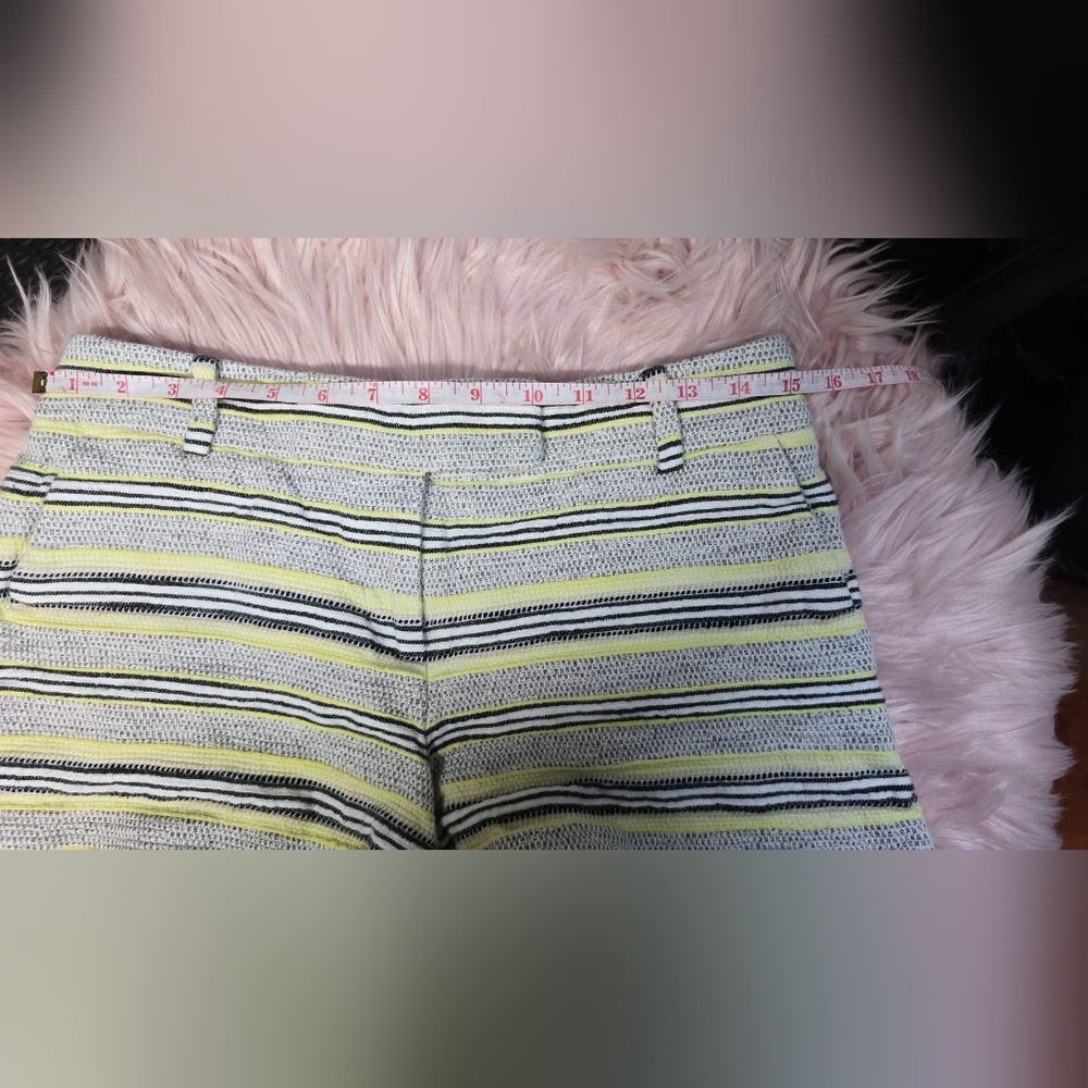 LOFT High Waist Yellow and White Striped Shorts - Picture 4 of 4